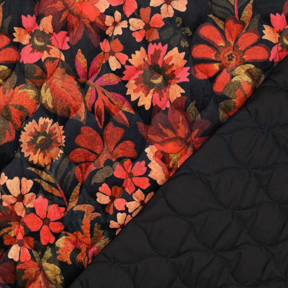 STEPPED VELVET DIGITAL FLOWERS FLAME ORANGE #7