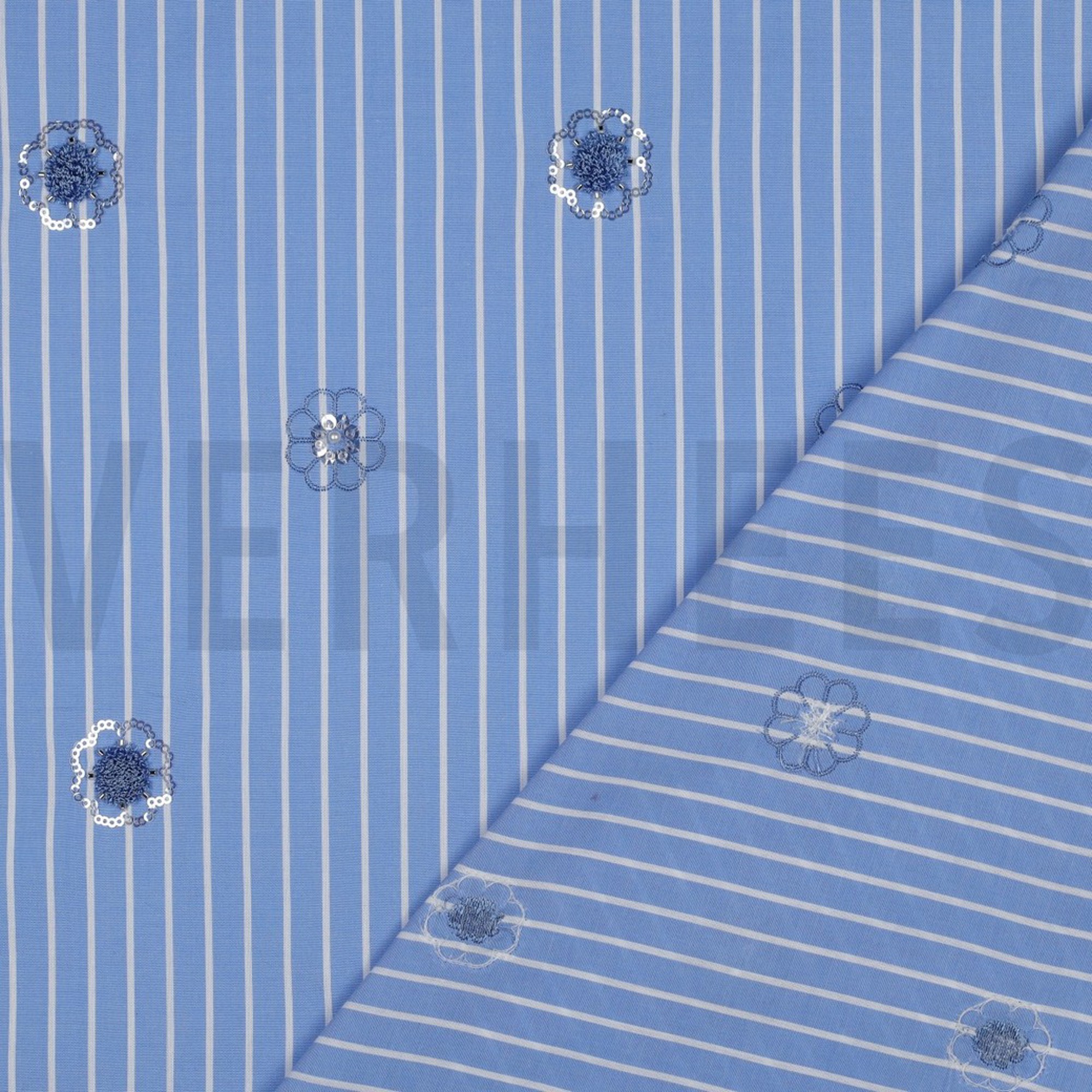 COTTON STRIPES SEQUINS FLOWERS BLUE (high resolution) #4