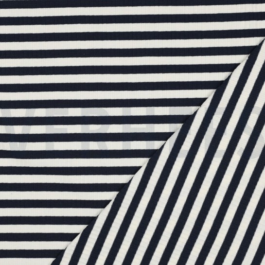 RIPPEN GARNGEFÄRBT STREIFEN MARINEBLAU/ECRU #7