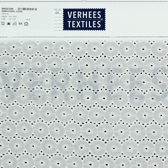 KATOEN EMBROIDERY TWEE-ZIJDIGE GOLFRAND WIT #7