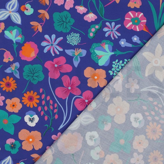 KATOENEN POPLIN DIGITAAL WEIDEBLOEM NERIDA HANSEN KONINGSBLAUW #7