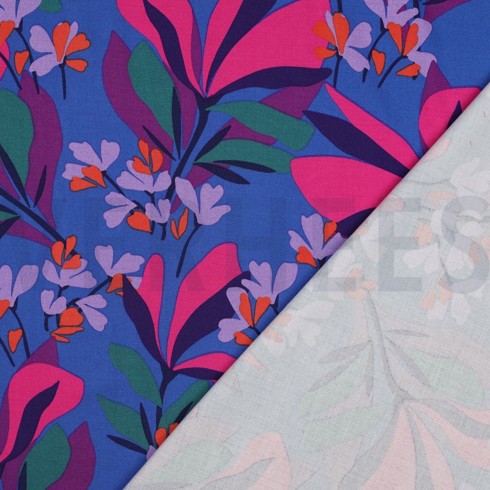 VISCOSE ROSELLA STRETCH SPRING GARDEN NERIDA HANSEN ROYAL BLUE #7