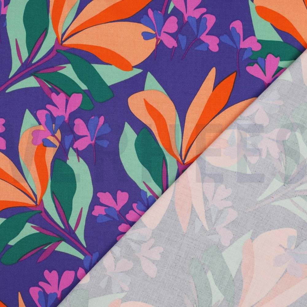 VISCOSE ROSELLA STRETCH SPRING GARDEN NERIDA HANSEN BLEU ROI #7