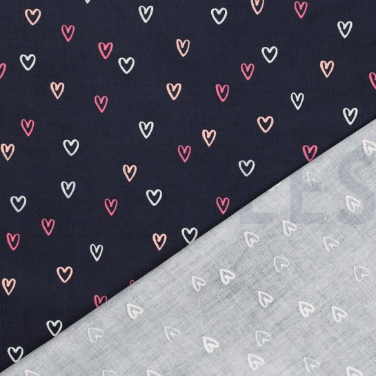 VELOURS MILLERAIES FEUILLE COEURS BLEU MARINE #7