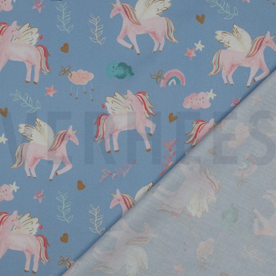 FINE POPLIN DIGITAL UNICORNS LIGHT BLUE #7