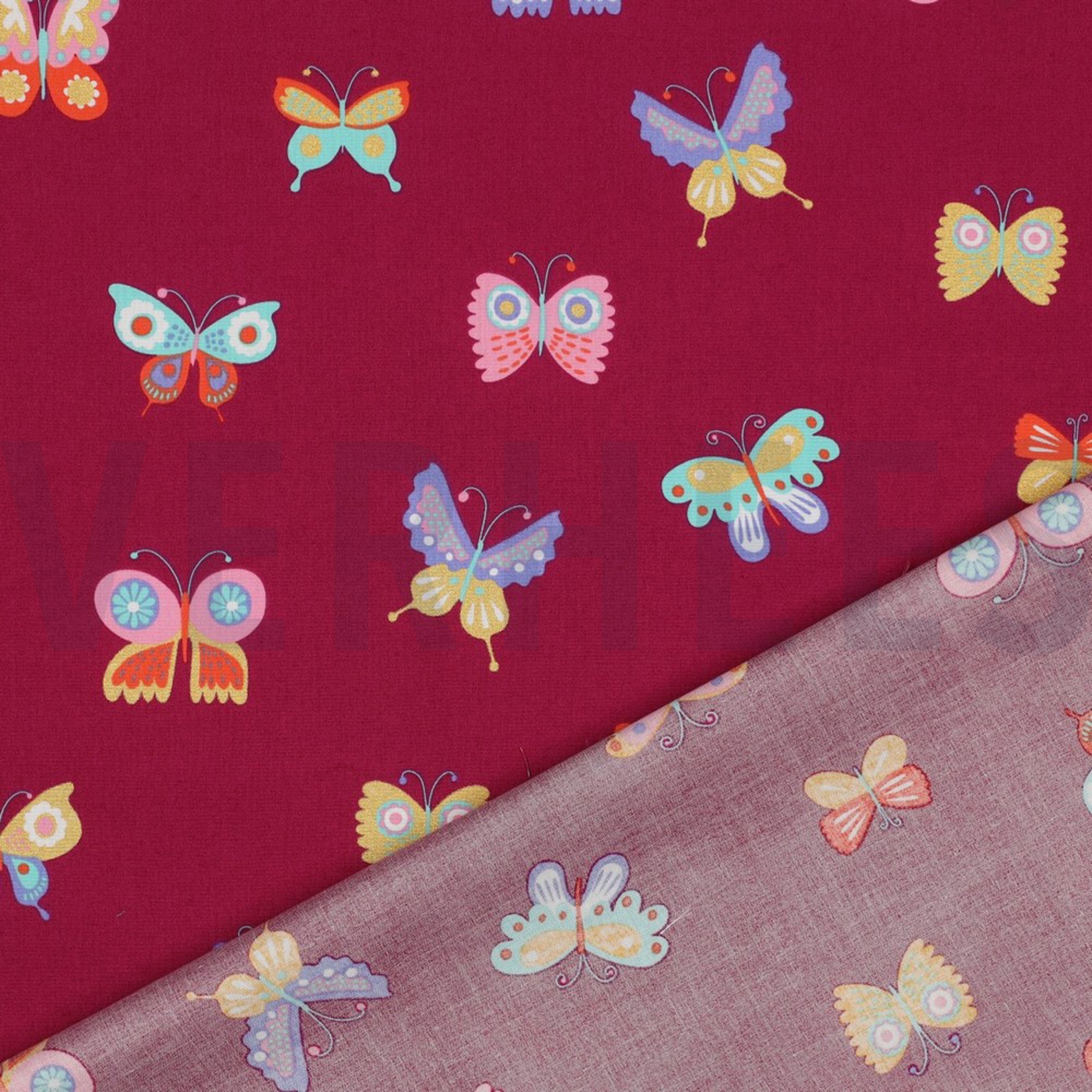 POPELINE DE COTON PAILLETTES PAPILLONS FUCHSIA (high resolution) #4