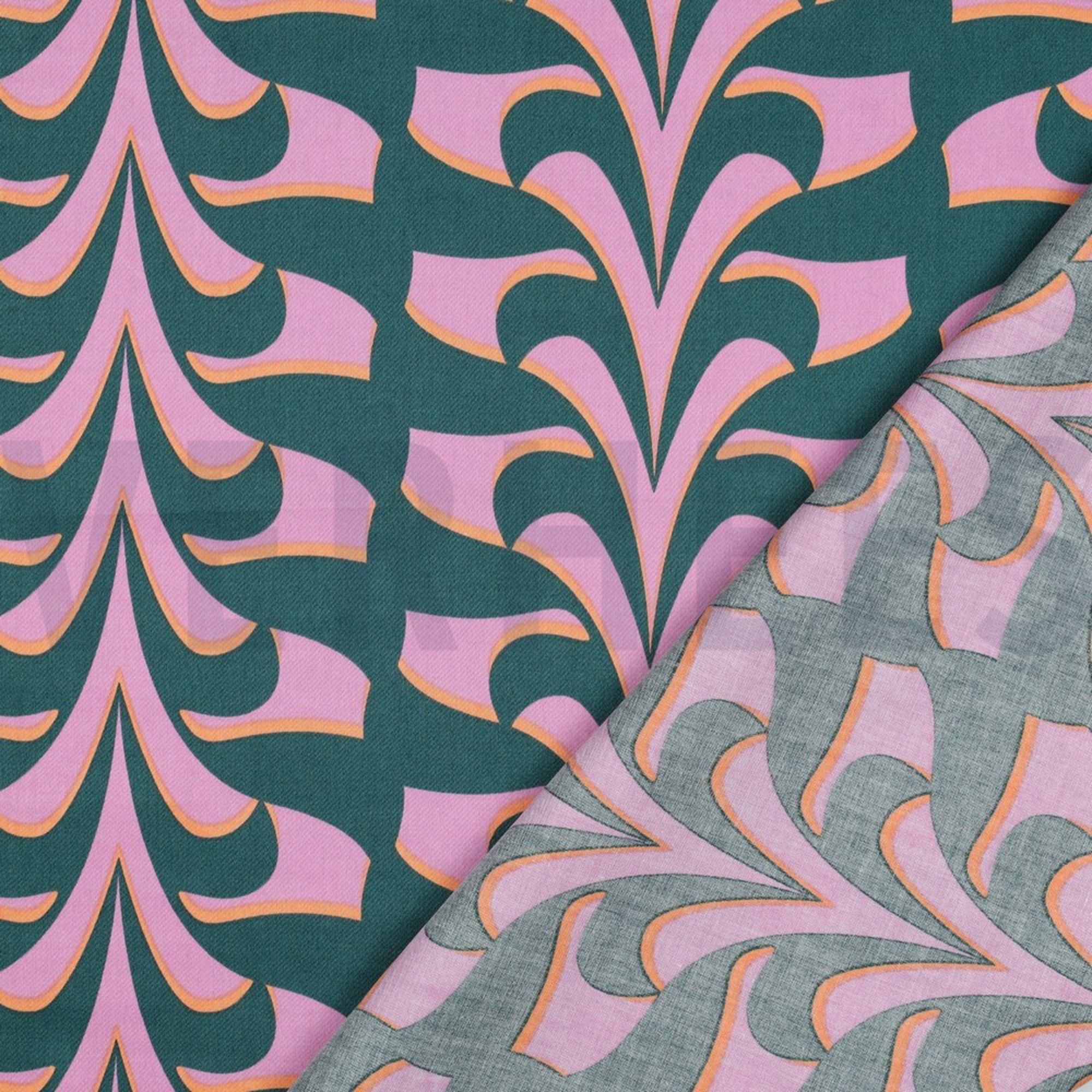 BAUMWOLLE SATIN ABSTRACTE BLUMEN DUNKELGRÜN (high resolution) #4