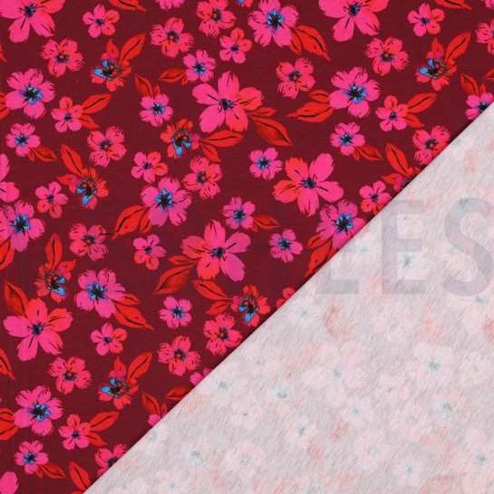 JERSEY DIGITAL FLOWERS PINK/RED #7