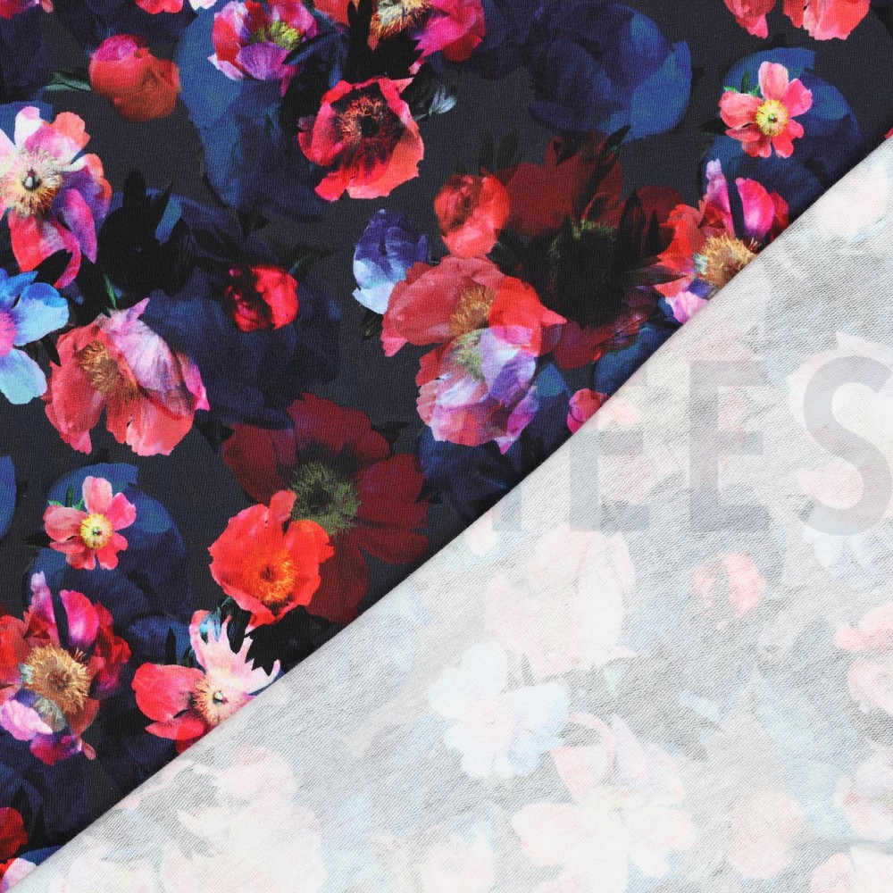 FRENCH TERRY DIGITAAL BLOEMEN MARINEBLAUW #7