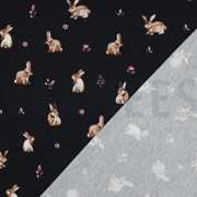 JERSEY DIGITAL RABBITS AND FLOWERS NAVY (thumbnail) #4