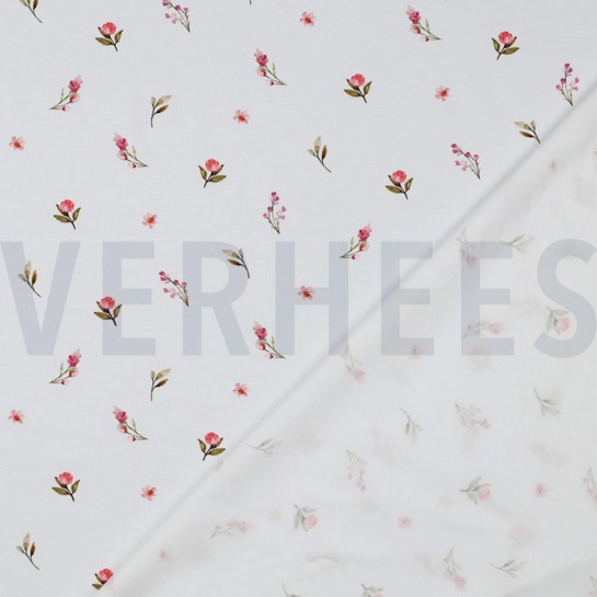 JERSEY DIGITAAL KONIJNEN EN BLOEMEN WIT #7