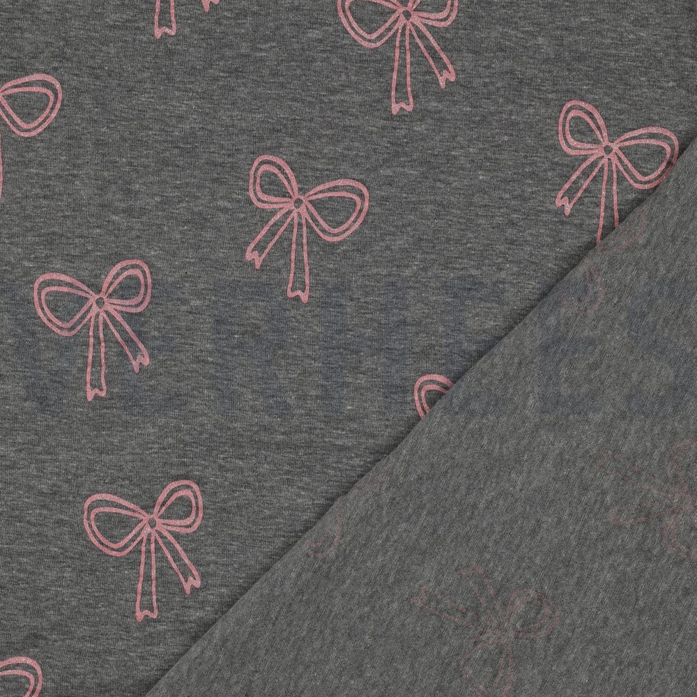 JERSEY MELANGE GLITTER BOWS GREY MELANGE #7