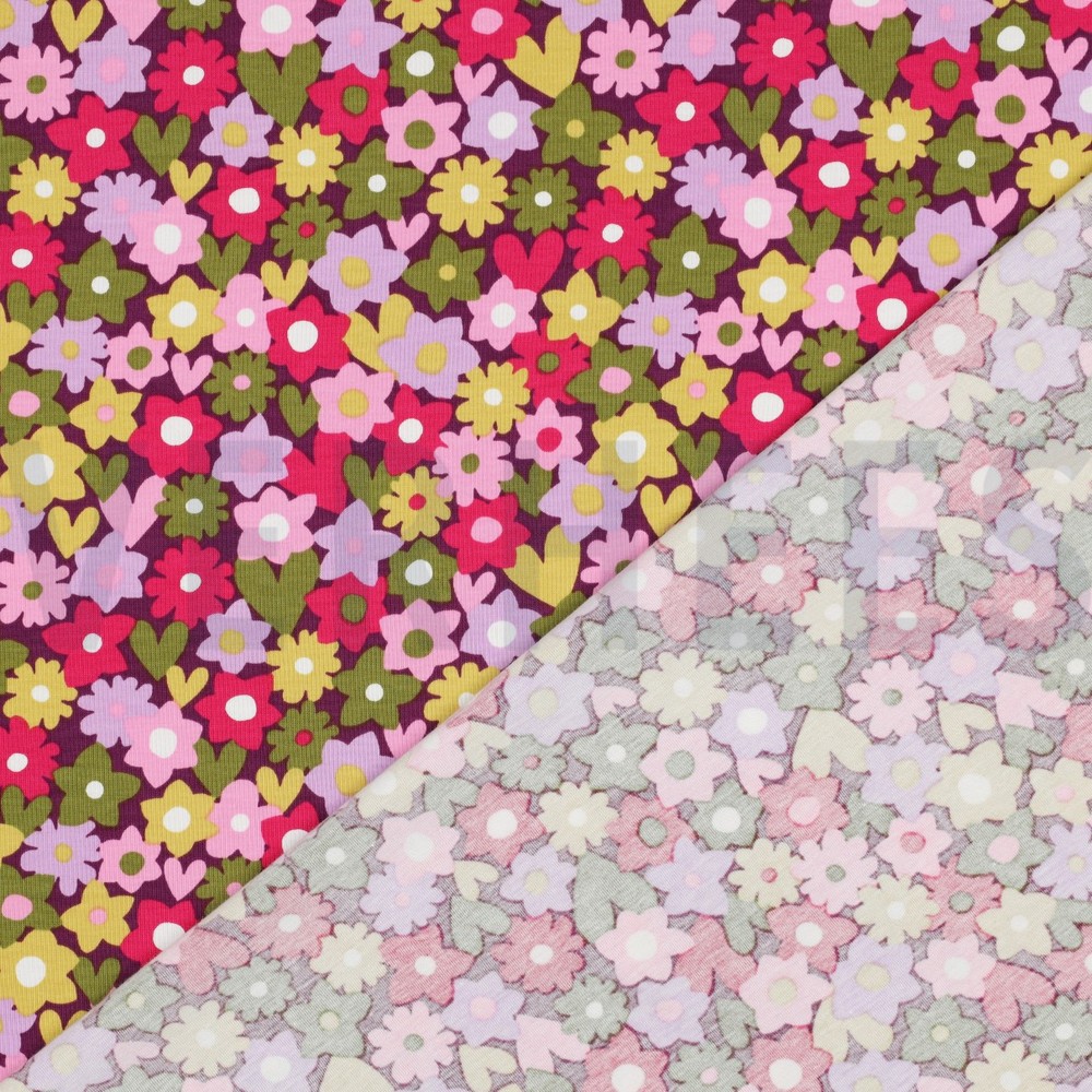 JERSEY BLUMEN GRÜN/ROSA #7