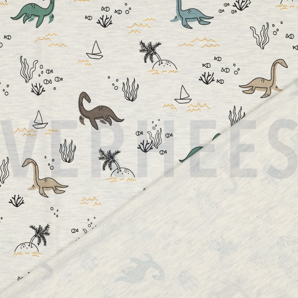 JERSEY MELANGE WATER DINOSAURS ECRU MELANGE #7