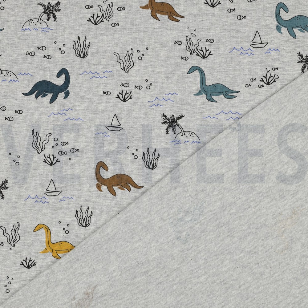 JERSEY MELANGE WATER DINOSAURS LIGHT GREY MELANGE #7