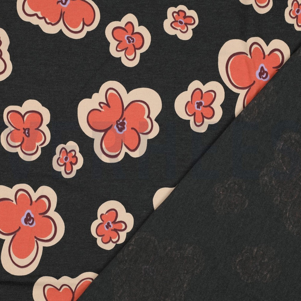 JERSEY MÉLANGE FLEURS ANTHRACITE CHINÉ #7
