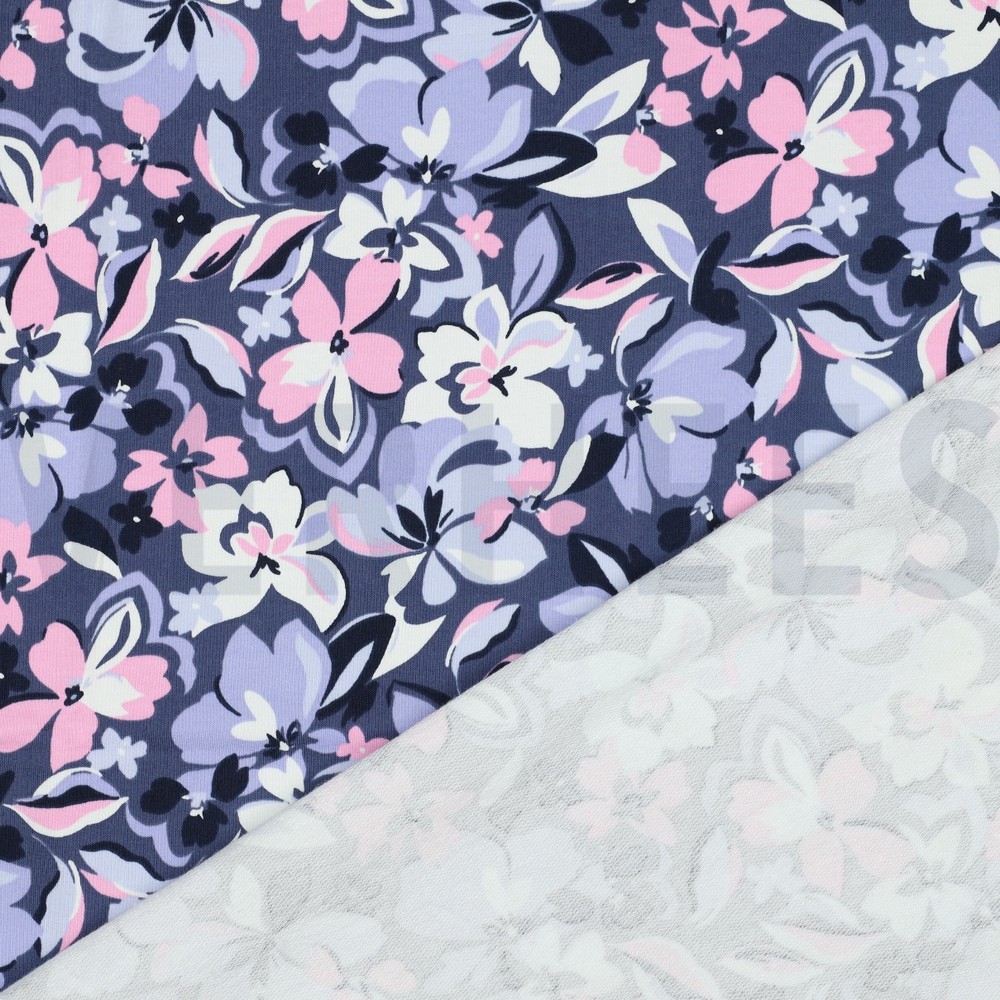 FRENCH TERRY FLOWERS PINK #7