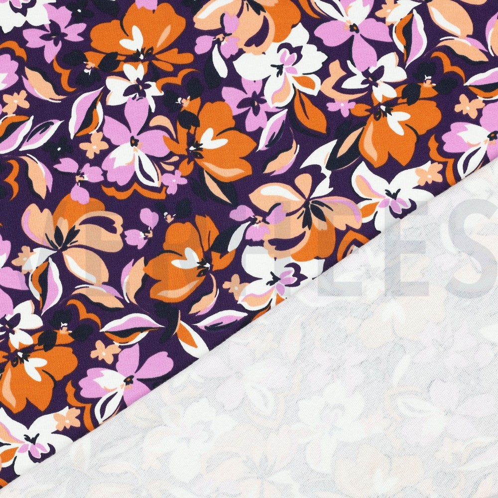 FRENCH TERRY BLOEMEN PAARS/OKER #7