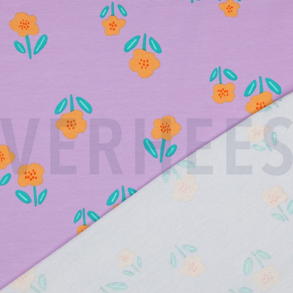FRENCH TERRY BLOEMEN LAVENDEL #7