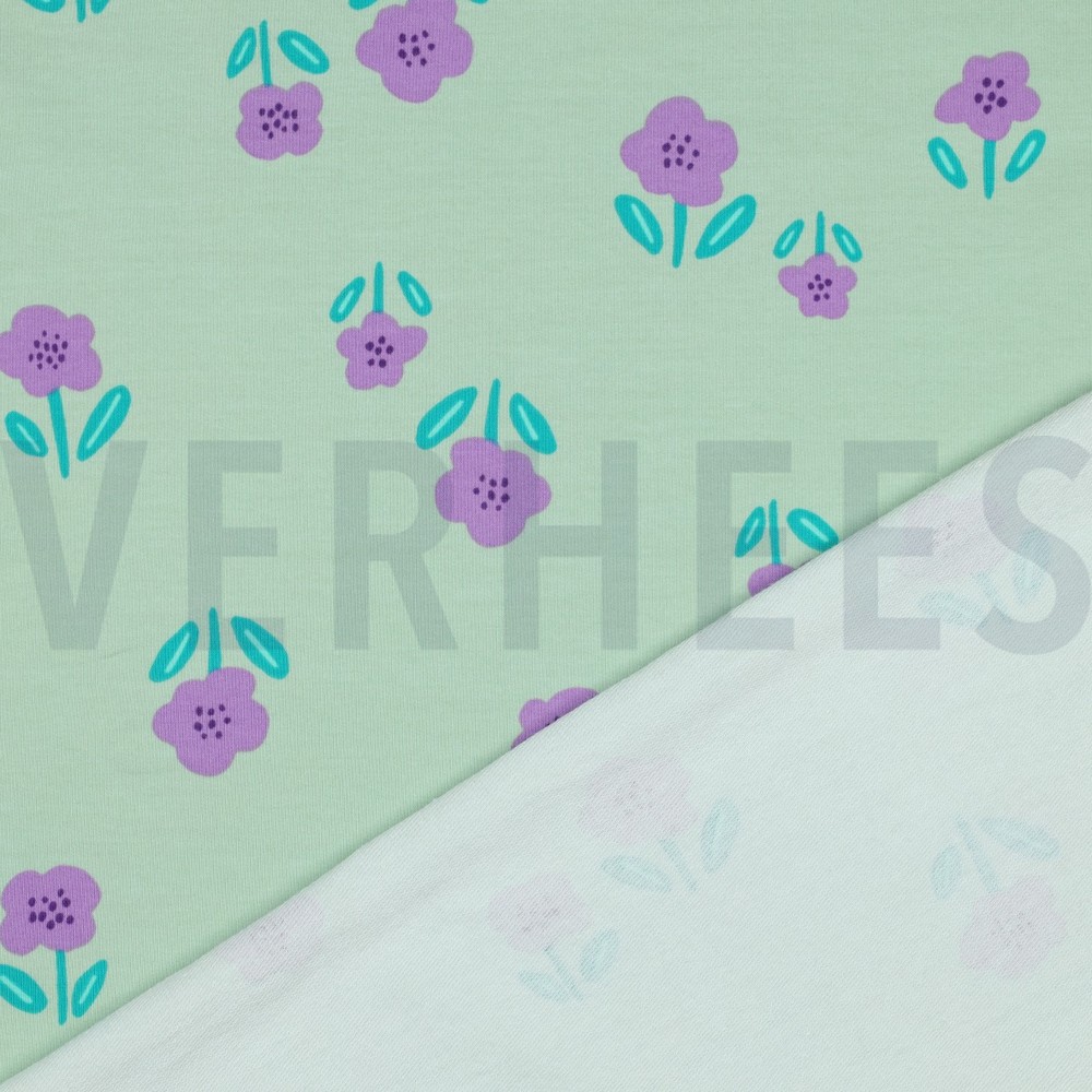 FRENCH TERRY BLOEMEN MINT #7