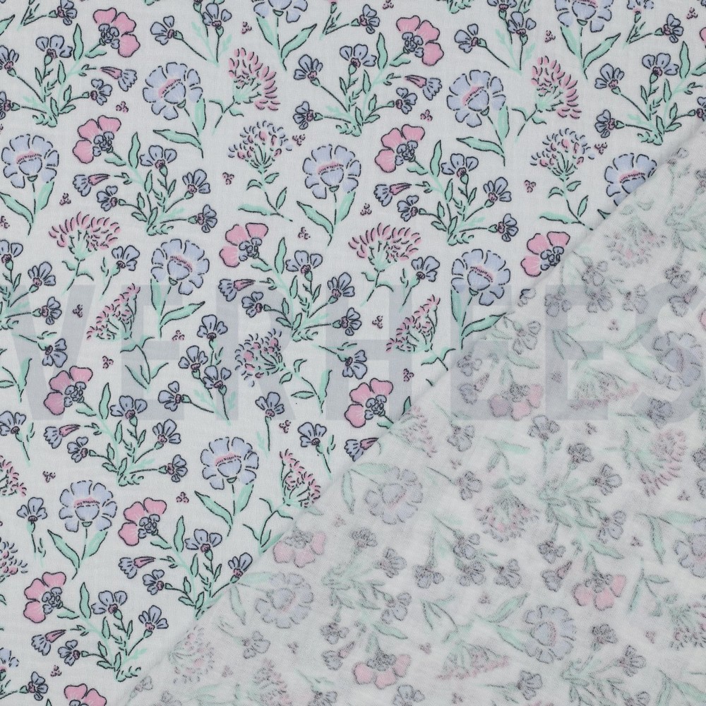 DOUBLE GAZE DE COTON FLEURS BLANC CASSÉ #7