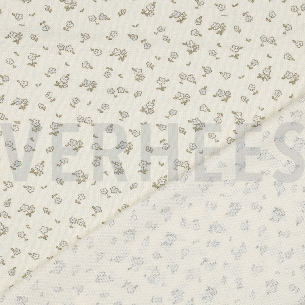 WAFELJERSEY BLOEMEN ECRU #7