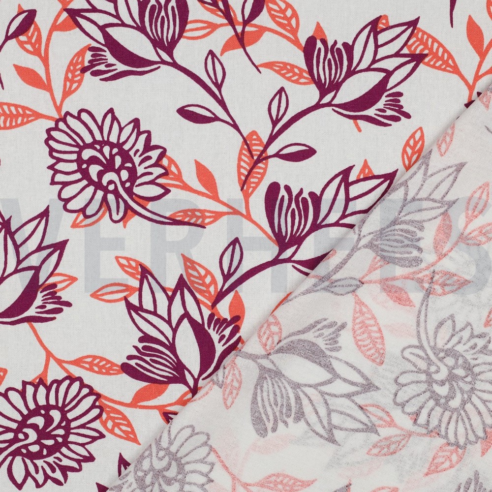 LEINEN VISKOSE BLUMEN LILA/VIOLETT #7