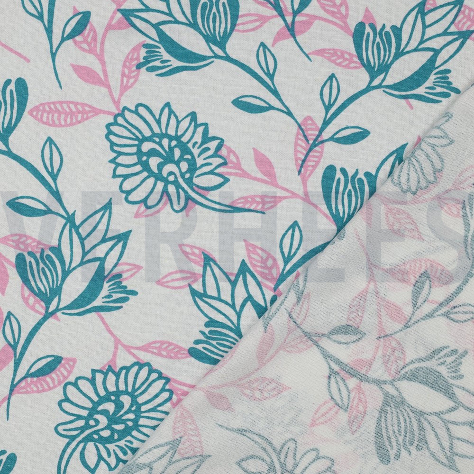 LIN VISCOSE FLEURS ROSE (high resolution) #4