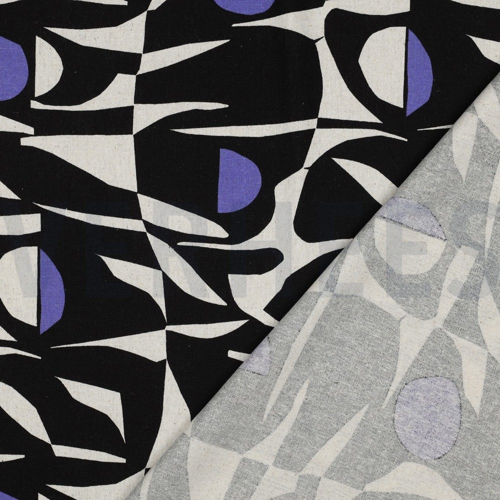 LEINEN VISKOSE ABSTRACT LILA/VIOLETT #7