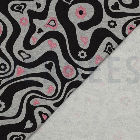 SWEAT MELANGE GLITTER RETRO BLOEMEN LICHTGRIJS GEMÊLEERD #7