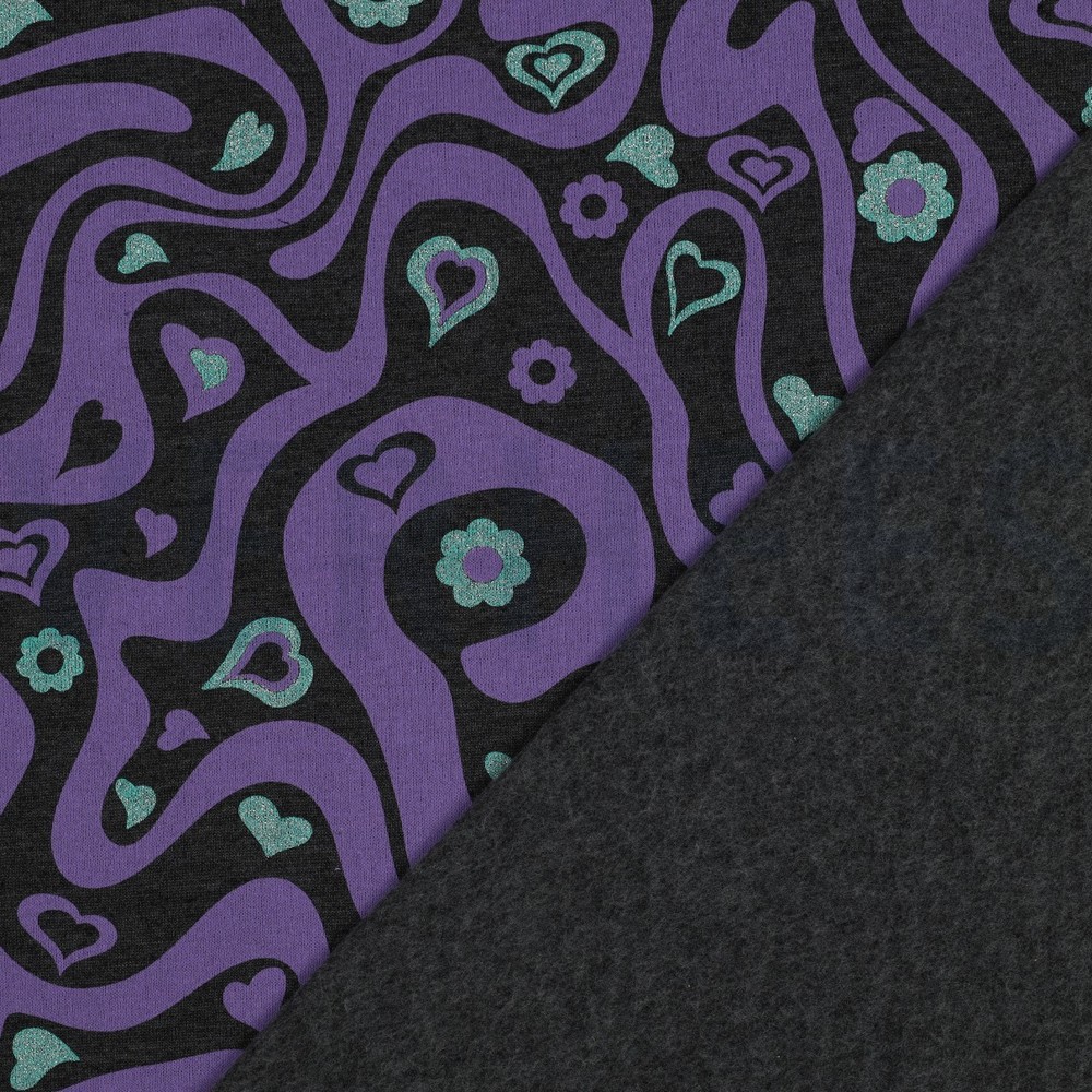 SWEAT MELANGE GLITTER RETRO FLOWERS ANTHRACITE MELANGE #7