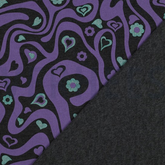 SWEAT MELIERT GLITZER RETRO BLUMEN ANTHRAZIT MELIERT #7