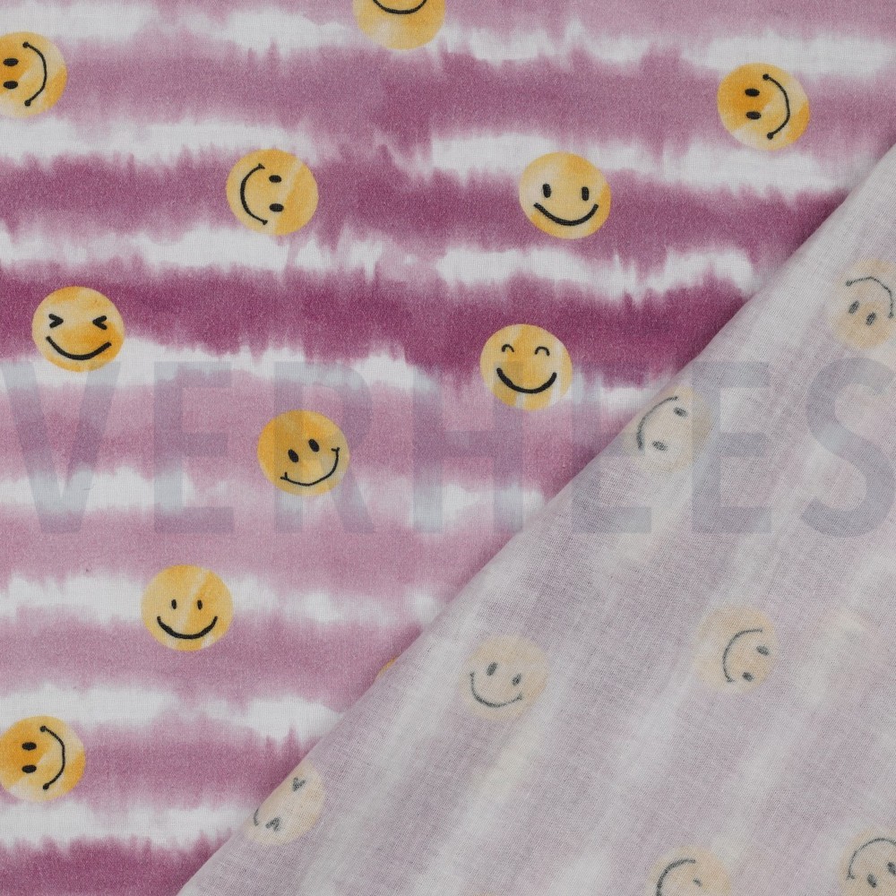 DOUBLE GAUZE DIGITAL HAPPY FACES BLUSH #7