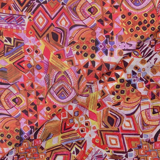 COTON VOILE DIGITAL ABSTRACT OCRE #7