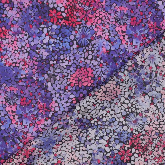 COTON VOILE DIGITAL FLEURS VIOLET #7