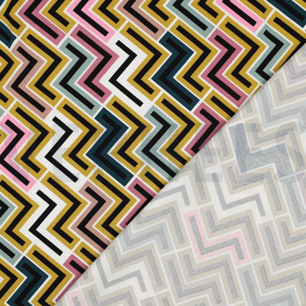 VISCOSE ROSELLA STRETCH GEOMETRISCH MOSTERDGEEL #7