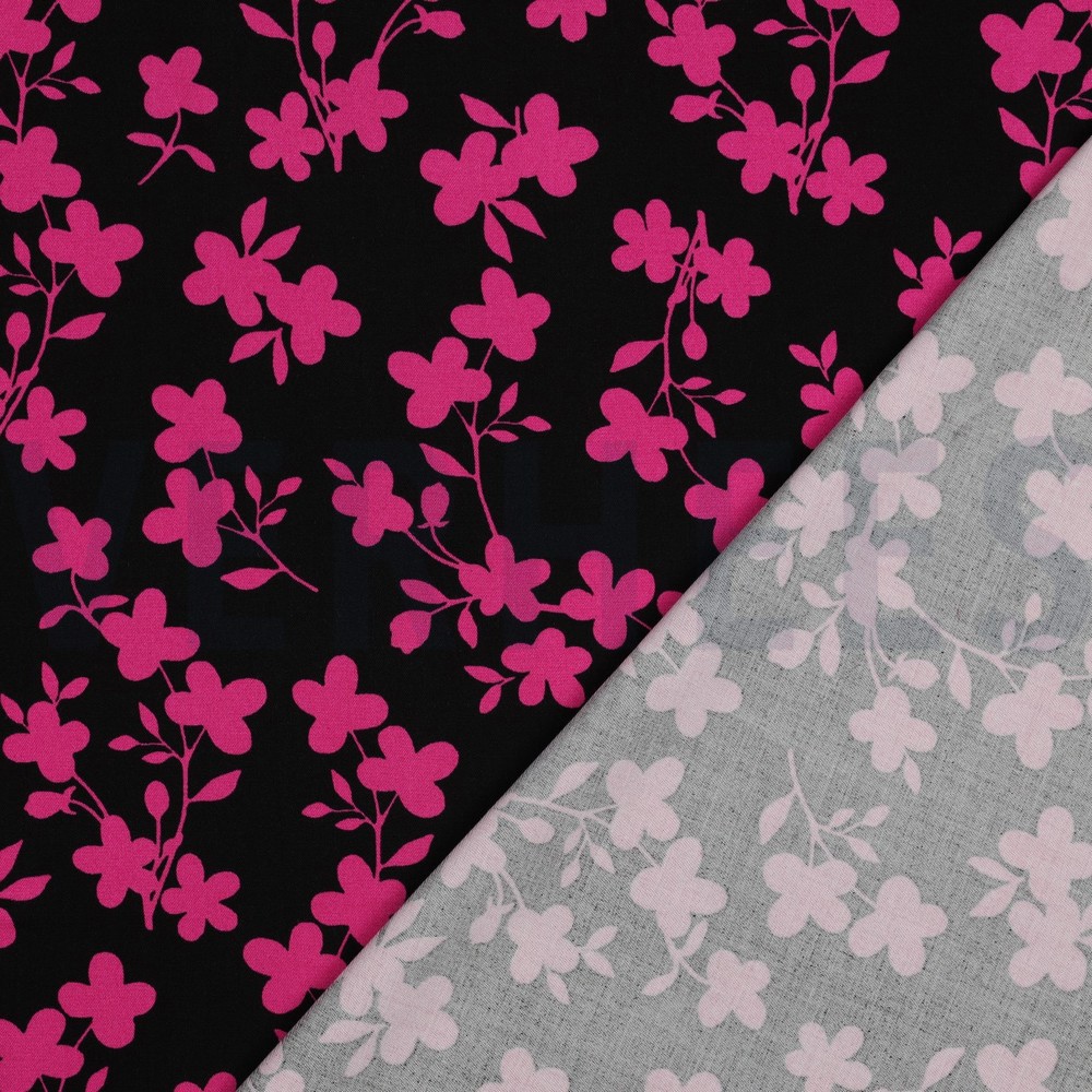 VISCOSE ROSELLA STRETCH BLOEMEN ZWART #7