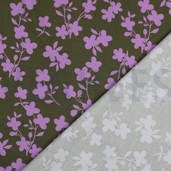 VISCOSE ROSELLA STRETCH BLOEMEN LEGERGROEN #7