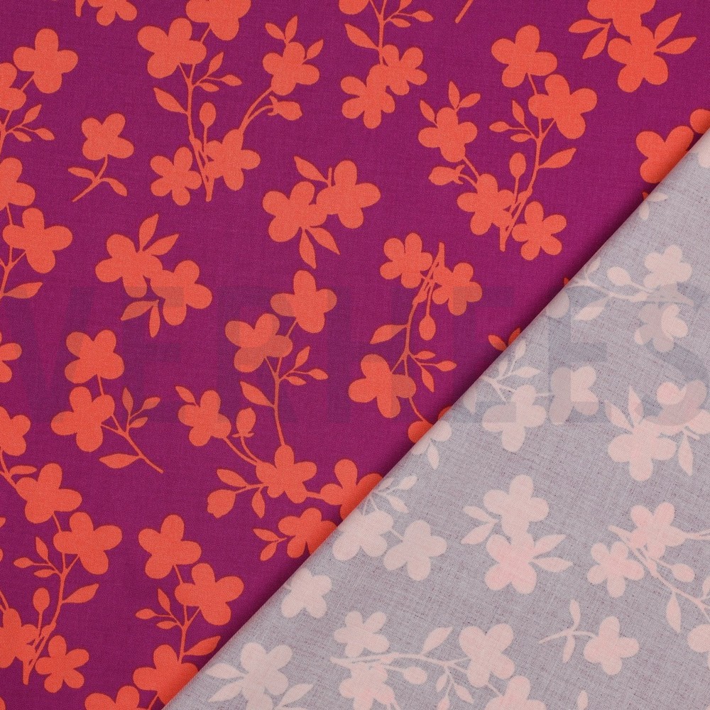 VISCOSE ROSELLA STRETCH BLOEMEN FUCHSIA #7