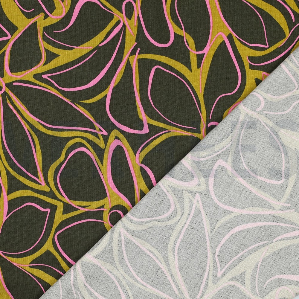 VISCOSE ROSELLA STRETCH ABSTRACT BLOEMEN DONKERGROEN #7