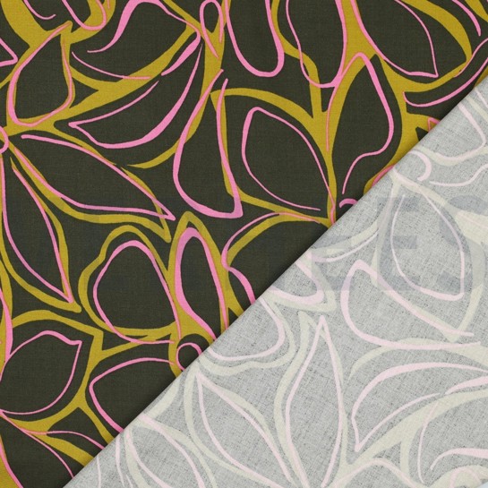 VISCOSE ROSELLA STRETCH FLEURS ABSTRAITES VERT FONCÉ #7