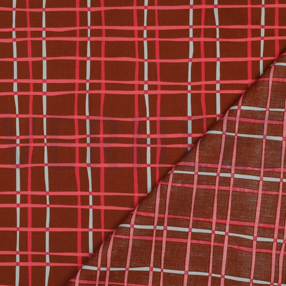 FINE POPLIN FLOWERS & CHECKS CARAMEL #7