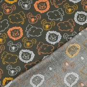 FINE POPLIN SAFARI ANIMALS DARK GREEN (thumbnail) #4