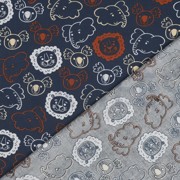 POPELINE DE COTON ANIMAUX SAFARI BLEU MARINE (thumbnail) #4