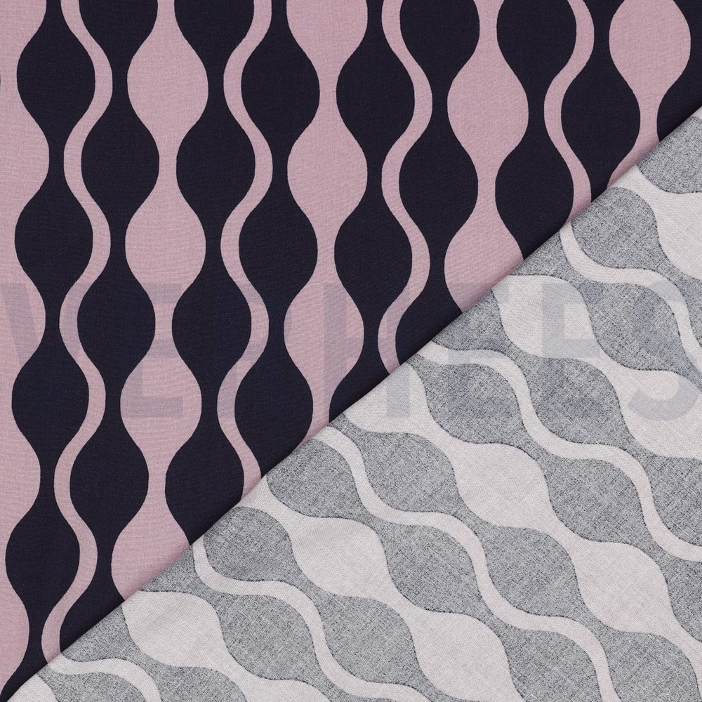 LENZING™ ECOVERO™ ABSTRACT DONKERBLAUW/MAUVE #7