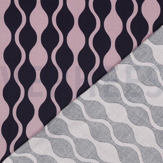 LENZING™ ECOVERO™ ABSTRACT MARINEBLAU/MAUVE #7