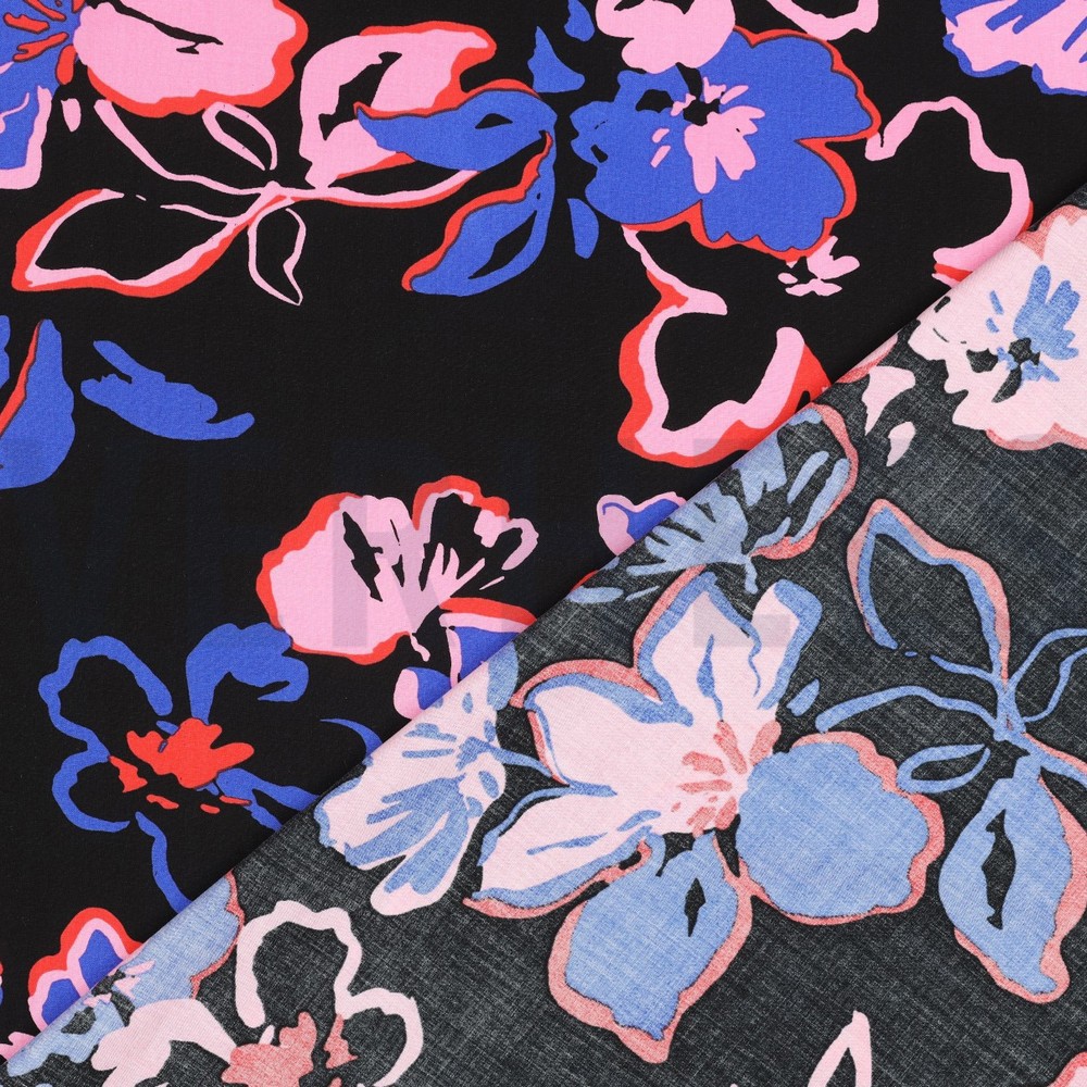 LENZING™ ECOVERO™ BLUMEN SCHWARZ #7