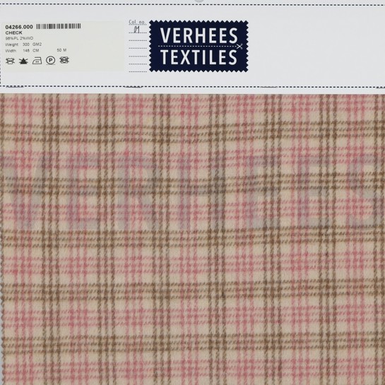 GEBÜRSTETER MANTELLSTOFF KAROS SAND/HELLROSA #7