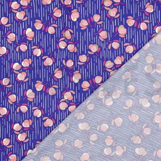 VISKOSE RADIANCE FOLIE BLUMEN KOBALTBLAU #7