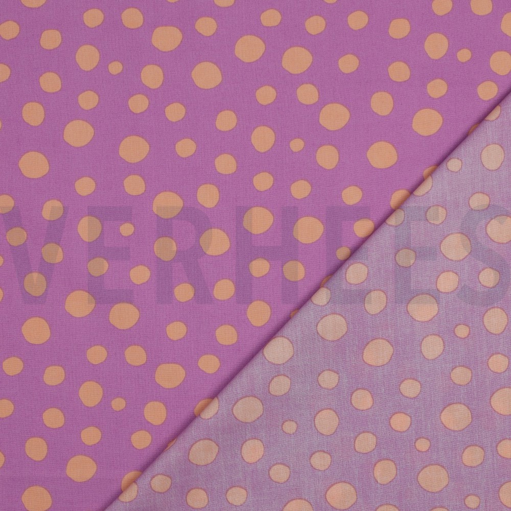 FEIN GEWEBTE BAUMWOLLPOPELINE GEOMETRISCH PFIRSICH/LILA #7
